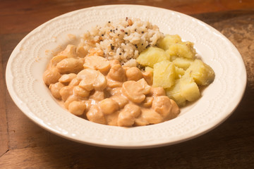 Chickpea stroganoff. Vegetarian food.