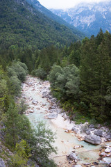 Fototapeta na wymiar Beautiful Soča river in Triglav national park, Slovenia
