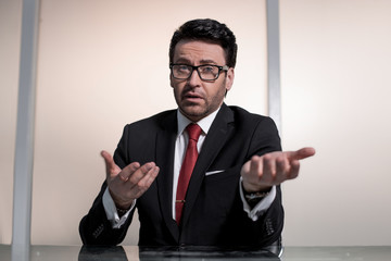 close up.head sitting at the Desk