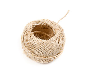 Clew of rope on white background.