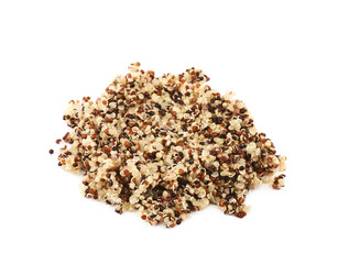 Pile of cooked quinoa seeds isolated