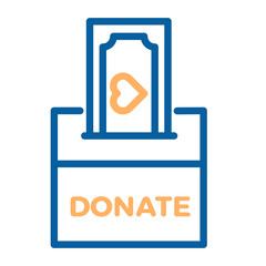 Donation box with a generous offer. Cash bill with an heart, kind money. Vector thin line icon illustration. Charity, donation, volunteering, philanthropy, help and kindness concepts.