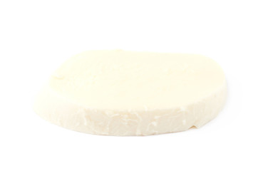 Sliced mozzarella cheese isolated