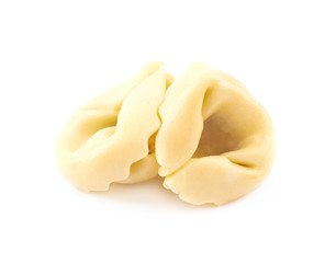 Pile of ravioli pasta isolated