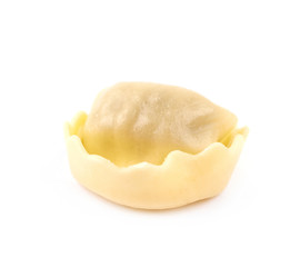 Single ravioli pasta isolated