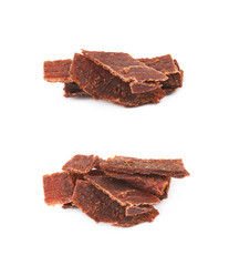 Sliced cured meat flakes isolated