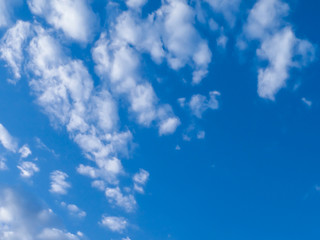 Blue sky with many white clouds during the day. Landscape