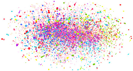 Multicolored confetti isolated on white. Geometrical background with glitters. Pattern for design. Print for flyers, posters, banners and textiles. Greeting cards. Luxury texture