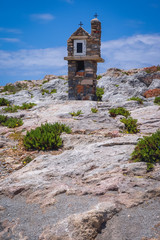 Small shrine on Imeri Gramvousa Island near island of Crete, Greece