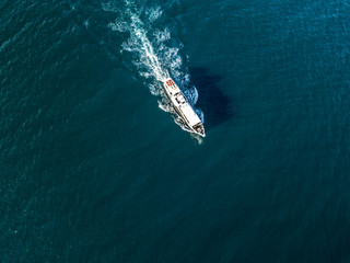 aerial view of cruise ship passing across the mediterranean sea isolated water texture