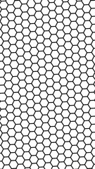 Black honeycomb on a white background. Isometric geometry. Vertical image orientation. 3D illustration