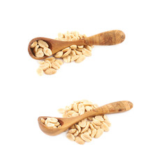 Pile of salted peanuts isolated