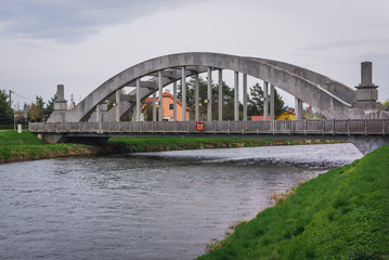 River Morava in Uhersky Ostroh, small town in historical Moravia region, Czech Republic