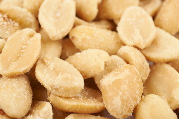 Surface coated with salted peanuts