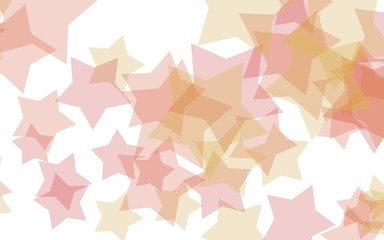 Multi Colored translucent stars on a white background. Red tones. 3D illustration