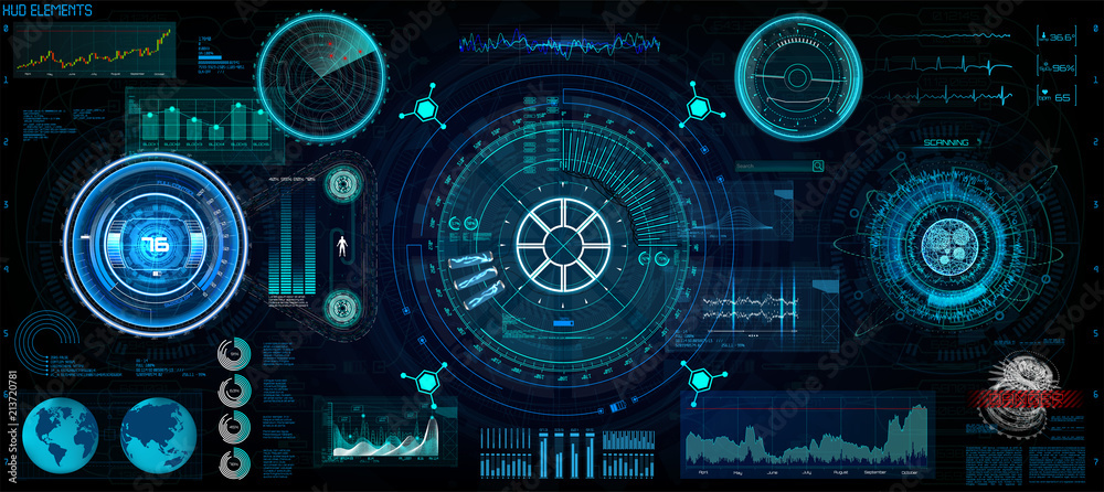 Aufkleber futuristic concept hud, gui style. screen ( dashboard, futuristic circle, space elements, infographi