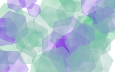 Obraz premium Multicolored translucent hexagons on white background. Green tones. 3D illustration