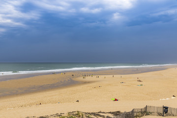 Fototapeta na wymiar Ocean beach on the Atlantic coast of France near Lacanau-Ocean, Bordeaux