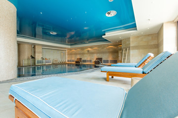 Indoor swimming pool in hotel spa center