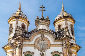 Fototapeta na wymiar Detail of the Saint Francis of Assisi church in Ouro Preto, Minas Gerais, Brazil