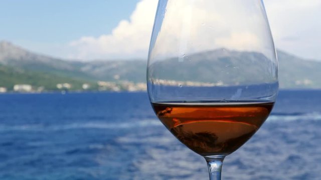 Rack Focus On A Wine Glass In Korcula, Croatia