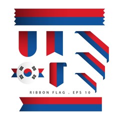 Korea Republic Ribbon Flag Vector Template Design Illustration