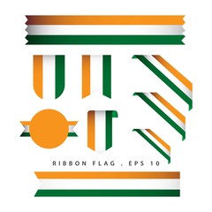 India Ribbon Flag Vector Template Design Illustration