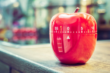 0 Minutes - 1 Hour - Red Kitchen Egg Timer In Apple Shape On Countertop