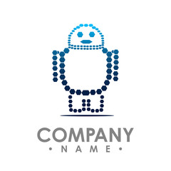 Robot vector logo. Simple illustration of robot brain vector logo for web