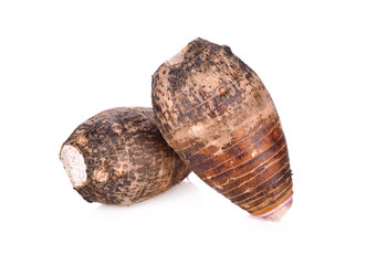whole fresh taro on white background