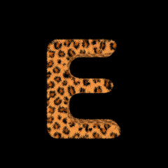 3D Rendering Creative Illustration Leopard Print Furry Letter E