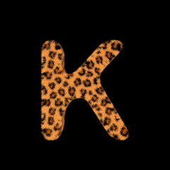 3D Rendering Creative Illustration Leopard Print Furry Letter K