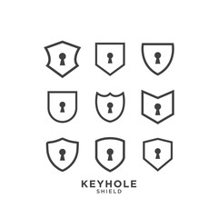 Keyhole and shield graphic design template