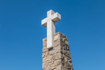 architectural detail of the Cabo da Roca cross in Portugal