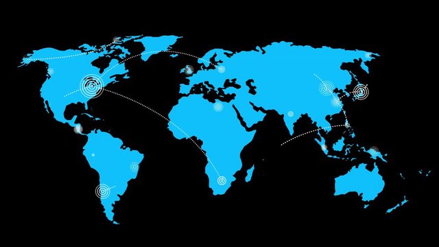 4k World connections with lines path,earth globe.growing global Network with communication all over the world.world map.