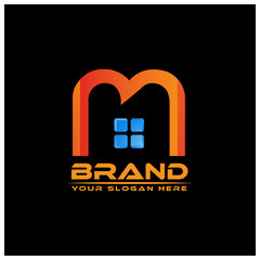 House logo vector on black background. Abstract House.