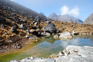 Colorful mountain lake andes