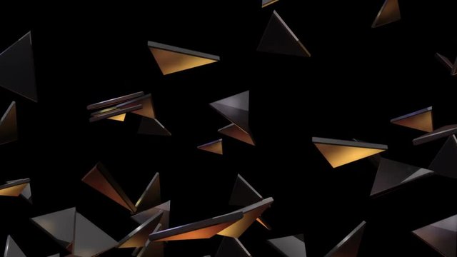 4k Abstract 3d triangle glass shard broken space particle design technology art background.