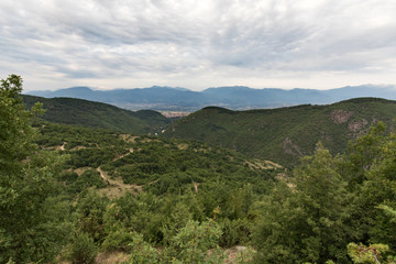 Fototapeta na wymiar Wide view of Mesta river valley, West Rodopi mountain, Bulgaria