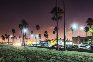LOS ANGELES, USA - OCTOBER, 2013: Purple sunset in Newport Beach, California