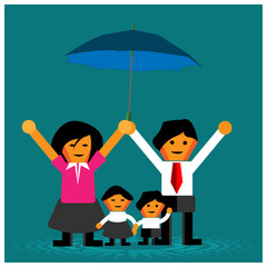 Protection of the family. Vector Illustration.