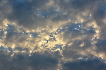 Blue sky with clouds closeup