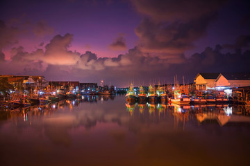 Fototapeta na wymiar Fishing dock at dawn, Rayong
