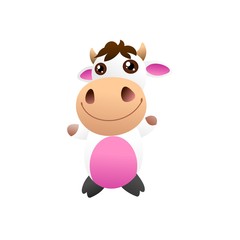 cute little happy baby cow vector