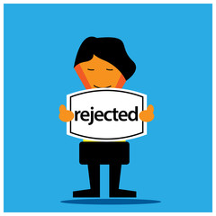 Rejected and businessman. Vector illustration on blue background