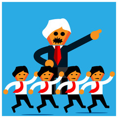 Boss and office workers. The Vector Illustration is showing the concept of office workers obey the boss's orders.