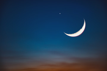 Fototapeta na wymiar Eclipse of the Moon with stars on a evening sky. My astronomy work.