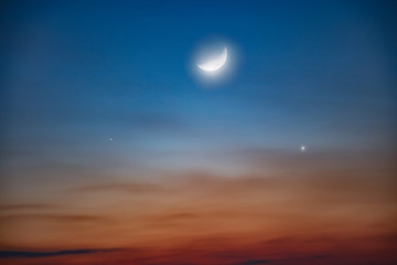 Eclipse of the Moon with stars on a evening sky. My astronomy work.