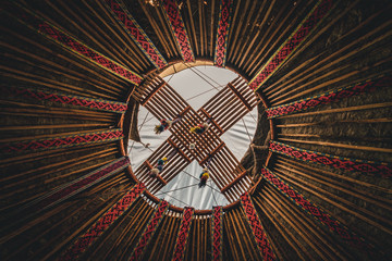 National traditional decoration of the yurt ceiling in Kzakhstan. Kazakhstani ornament. Vintage...