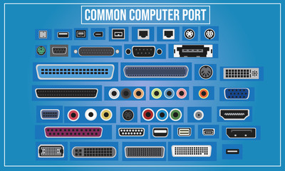 Vector illustration of Computer ports in the world